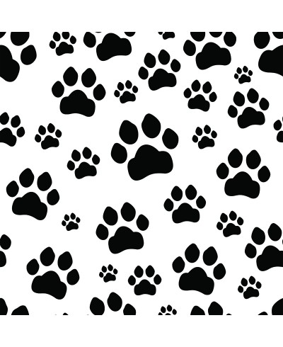 Papel de Parede Temático Patas em Fundo Branco e Patinhas em tons Preto