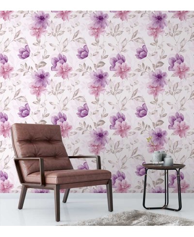 Papel de parede em tons rosa, roxo e cinza - Dream 31
