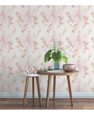 Papel de parede em tons rosa e amarelo - Dream 41