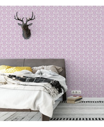 Papel de parede em tons cinza e rosa - Damask 21