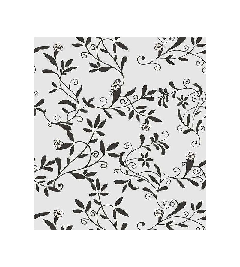 Papel de parede floral nos tons preto e cinza - Glamour 01