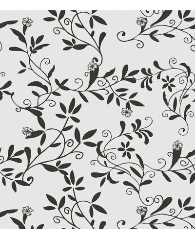 Papel de parede floral nos tons preto e cinza - Glamour 01