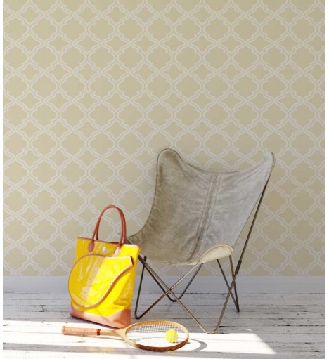 Papel de parede em tons bege e detalhes em branco - Geométrico 15