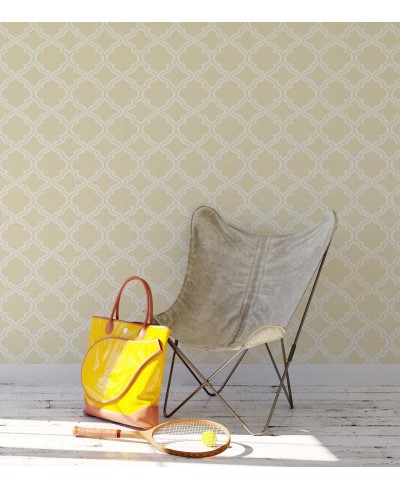 Papel de parede em tons bege e detalhes em branco - Geométrico 15