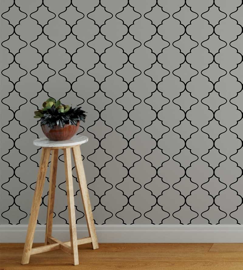 Papel de parede em tons cinza e com detalhes pretos - Geométrico 17