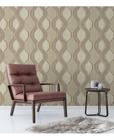 Papel de parede em tons marrom, nude e cinza - Geométrico 35