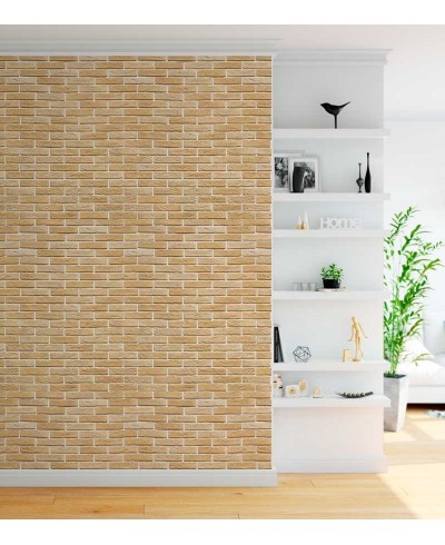 Papel de parede modelo pedras, com tijolos em tons de marrom com detalhes na cor bege - Textura 07