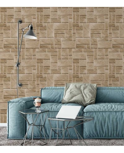 Papel de parede estilo azulejo de diversos tamanhos, em vários tons de marrom e bege - Textura 26