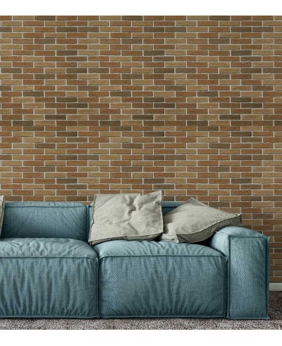 Papel de parede com tijolos em vários tons de marrom e laranja, com detalhes na cor bege - Textura 30
