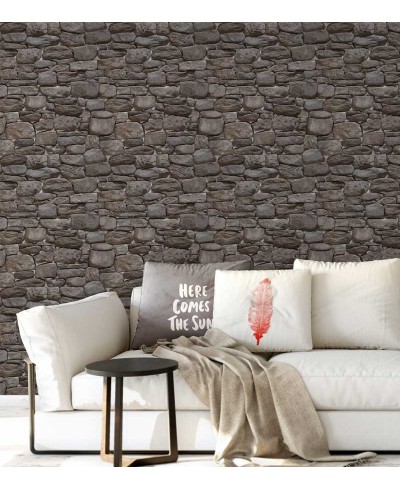 Papel de parede modelo pedras variadas, em tom acinzentado e marrom - Textura 22