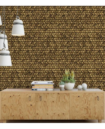 Papel de parede em tons marrom, amarelo e detalhes em preto - Textura 65