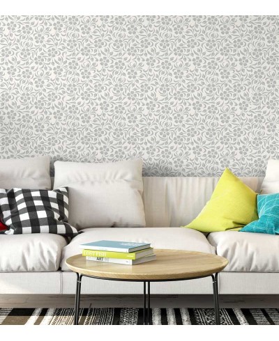 Papel de parede floral nos tons de cinza e tons de bege - Glamour 10