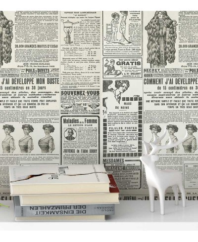 Papel de parede modelo jornal envelhecido, com escritas e desenhos pretos - Jornal 12