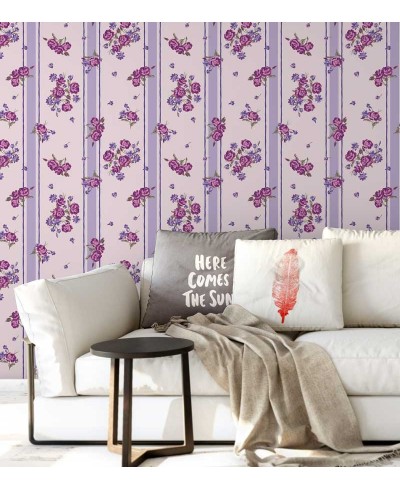 Papel de parede com folhagem em pink e detalhes em tons de roxo, fundo em rosa - Luxury 20