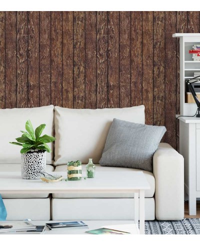 Papel de parede estilo madeira com predominância de tons marrom com detalhes em bege - Madeira 08