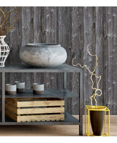 Papel de parede estimo madeira, modelo troncos velhos com predominância de tons cinza - Madeira 11