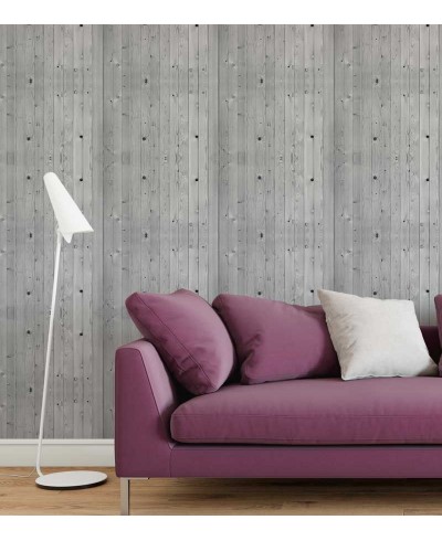 Papel de Parede Tábuas Envelhecidas em Tons Cinza - Madeira 155