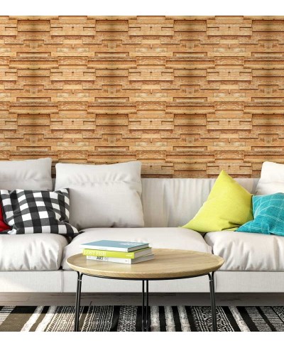 Papel de parede estilo mosaico com madeira de demolição em tons bege e marrom - Madeira 170