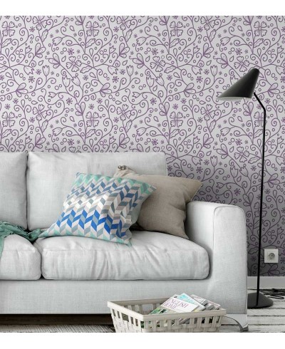 Papel de parede Minimalista em Tons de Rosa e Desenhos de Flores