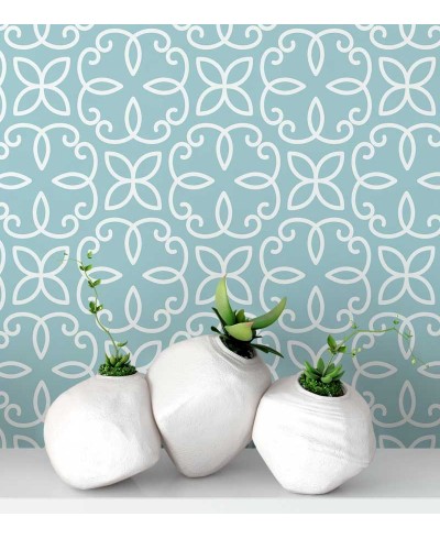 Papel de Parede Minimalista Azul com Detalhes em Branco