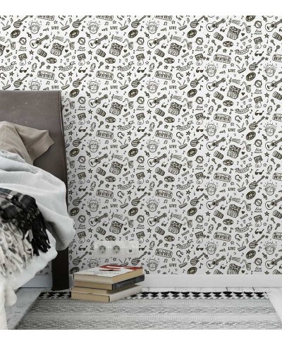 Papel de parede Notas Musicais Estilizadas Com Desenhos Contemporâneo - Notas 07