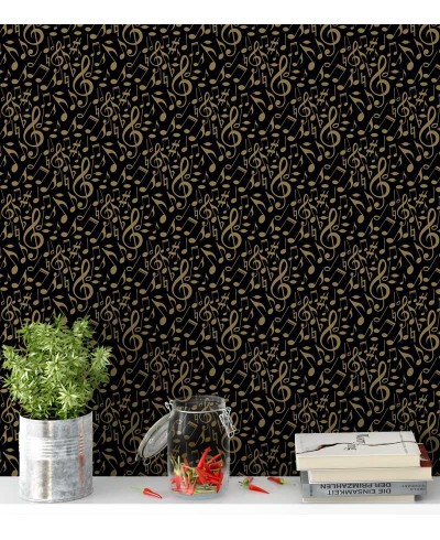 Papel de parede Notas Musicais Claves Em Preto e Dourado - Notas 08