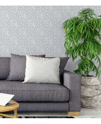 Papel de parede Notas Musicais Com Claves Brancas e Fundo Cinza - Notas 11