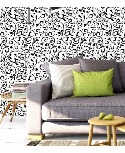 Papel de Parede Arabesco Ornamental nas cores preto e branco - Ornamental 01