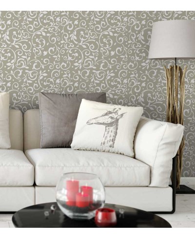 Papel de Parede Arabesco Ornamental nas cores Bege e branco - Ornamental 03