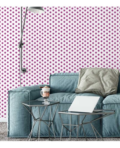 Papel de parede poá em tons rosa e branco