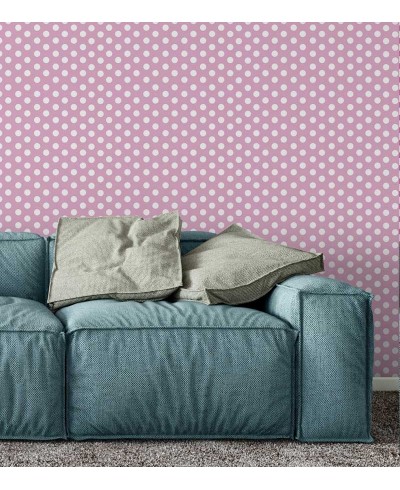 Papel de parede poá em tons rosa e branco - Poá 120