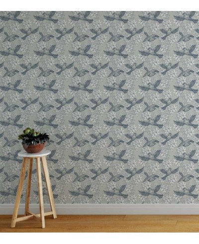 Papel de parede em tons cinza e azul - Retro 62