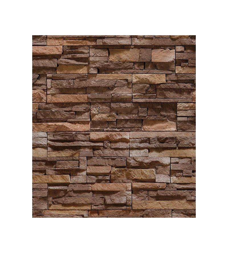 Papel de parede estilo pedras canjiquinhas em tons variados de marrom e bege - Textura 15