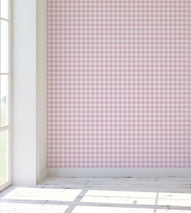 Papel de Parede Padrão de xadrez tartan transparente. textura de tecido  quadriculado em tons de rosa desbotado, cinza e branco. 