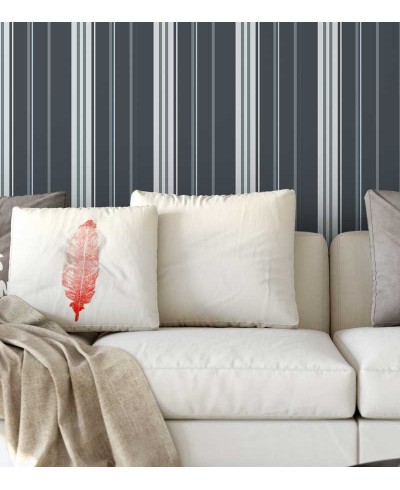 Papel de parede listrado cinza escuro e branco