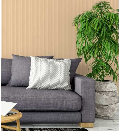 Papel de parede listrado bege e laranja