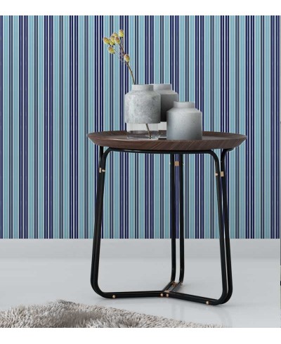 Papel de parede listrado azul e cinza