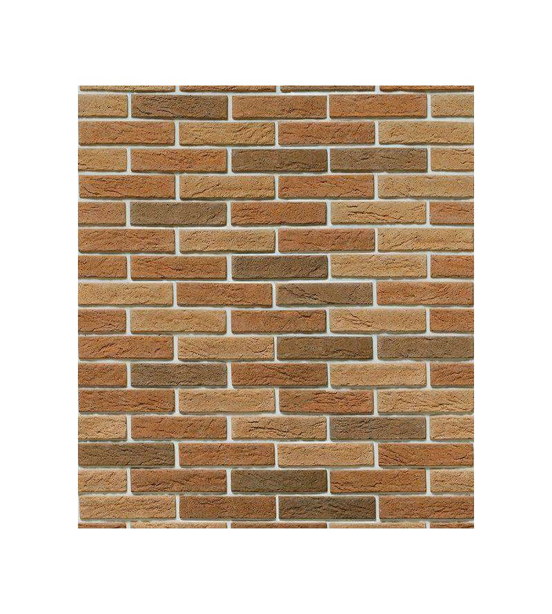 Papel de parede com tijolos em vários tons de marrom e laranja, com detalhes na cor bege - Textura 30