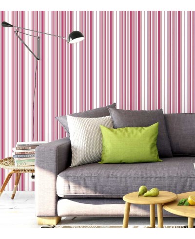 Papel de parede com listras em tons de rosa e branco - Listrado 110