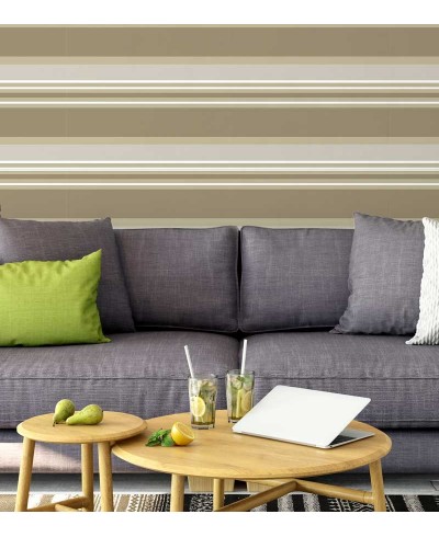 Papel de parede com listras em tons de marrom, bege e cinza - Listrado 126