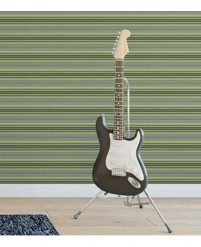 Papel de parede em tons verde com listras brancas e pretas - Listrado 73