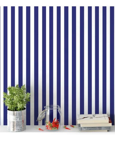 Papel de parede listrado em tons de azul listras com 5cm - Listrado 1024