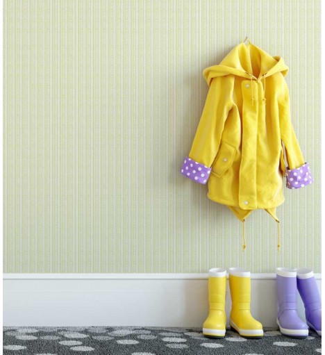 Papel de parede com listras em tons claros, branco e marfim - Infantil 15