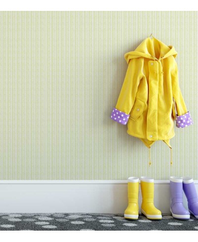 Papel de parede com listras em tons claros, branco e marfim - Infantil 15