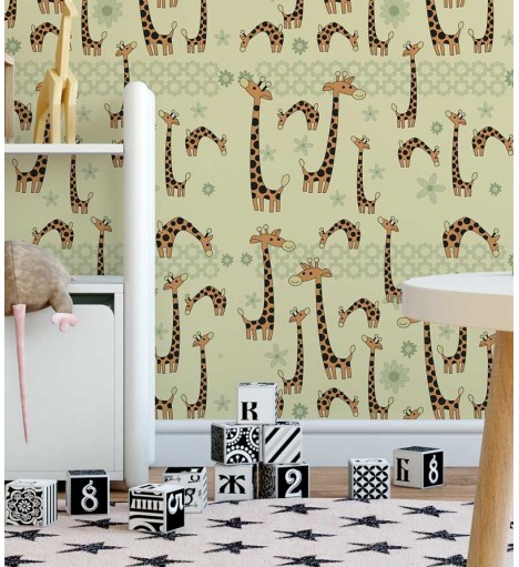 Papel de parede em tons de nude, laranja, cinza e preto - Infantil 74