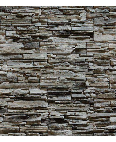 Papel de parede estilo pedra canjiquinha, com variados tons de cinza e detalhes na cor preta - Textura 37