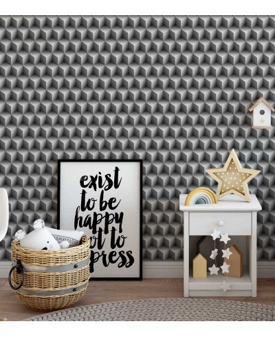 Papel de Parede lego cubos nas cores preto e branco - Kids 09