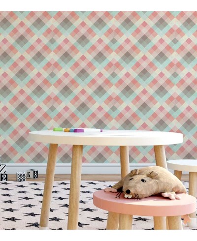 Papel de Parede Infantil xadrez em várias cores claras - Kids 15