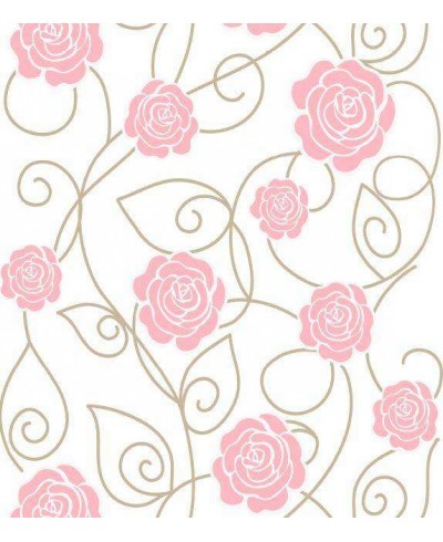 Papel de parede arranjo floral rosa com fundo branco