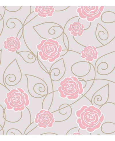 Papel de parede arranjo floral rosa com fundo cinza